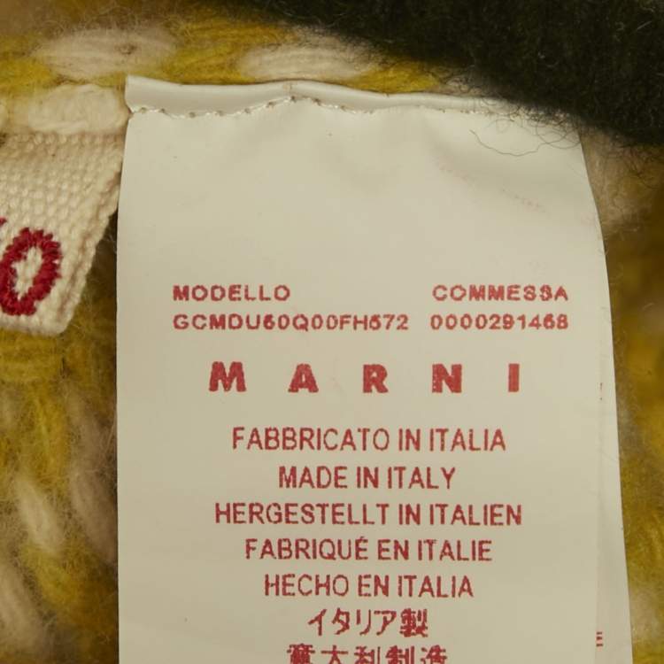 Pre Owned Marni Off White/Parrot Green Wool Knit Intarsia Sweaters S