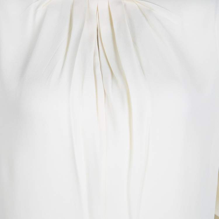Pre Owned Marni Cream Pleat Detail Draped Cut Out Sleeve Tunic M