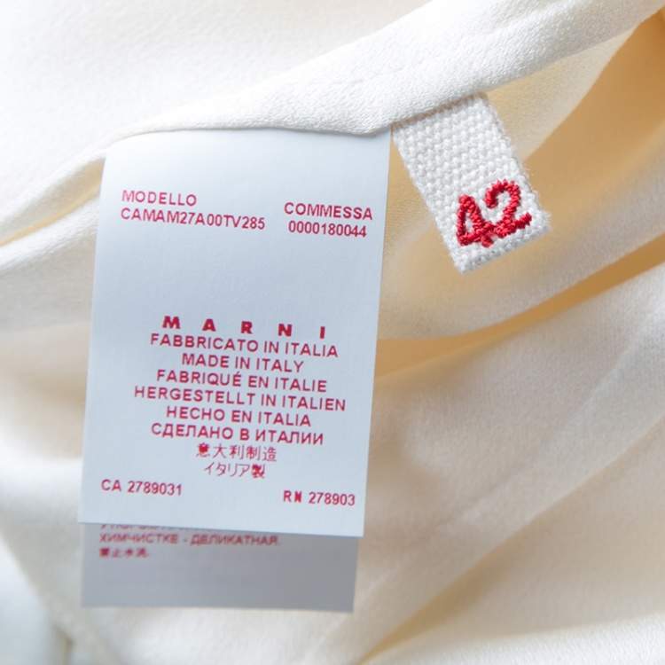 Pre Owned Marni Cream Pleat Detail Draped Cut Out Sleeve Tunic M
