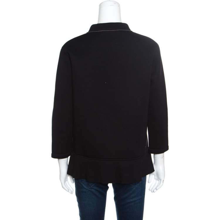 Pre Owned Marni Black Floral Sequin Embellished Zip Front Padded Jacket M