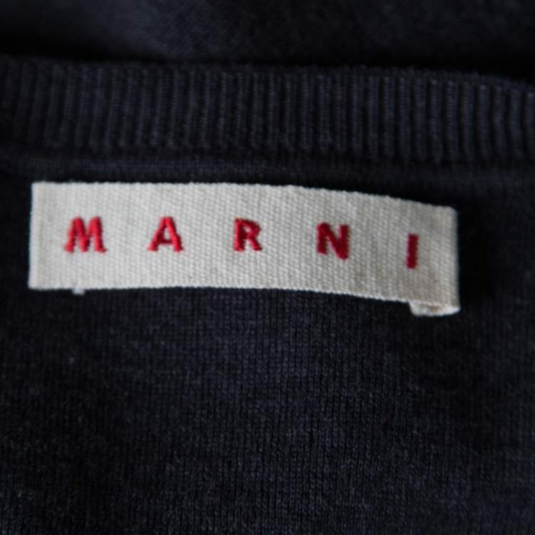 Pre Owned Marni Dark Grey Wool Crystal Embellished V Neck Sweater M