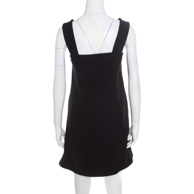 Pre Owned Marni Black Crepe Crystal Embellished Button Detail Pinafore Dress M