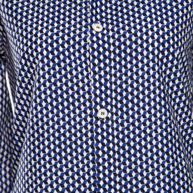 Pre Owned Marni Multicolor 3D Cube Printed Cotton Long Sleeve Shirt M