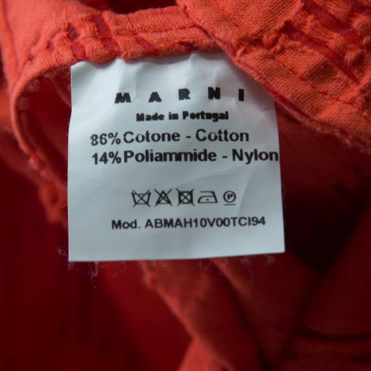 Pre Owned Marni Tangerine Floral Cotton Lace Shift Dress S