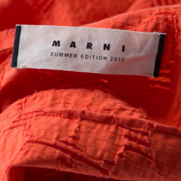 Pre Owned Marni Tangerine Floral Cotton Lace Shift Dress S