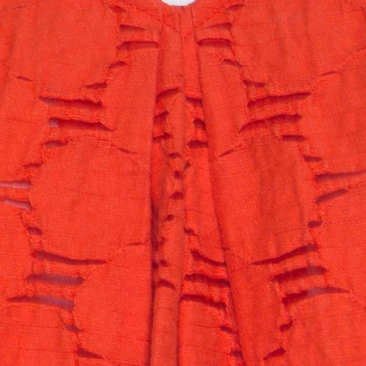Pre Owned Marni Tangerine Floral Cotton Lace Shift Dress S