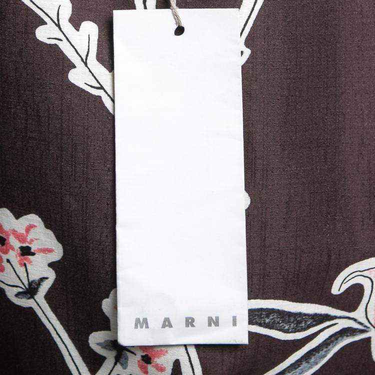 Pre Owned Marni Dark Raisin Honan Kew Print Cotton Silk Wide Leg Trousers S
