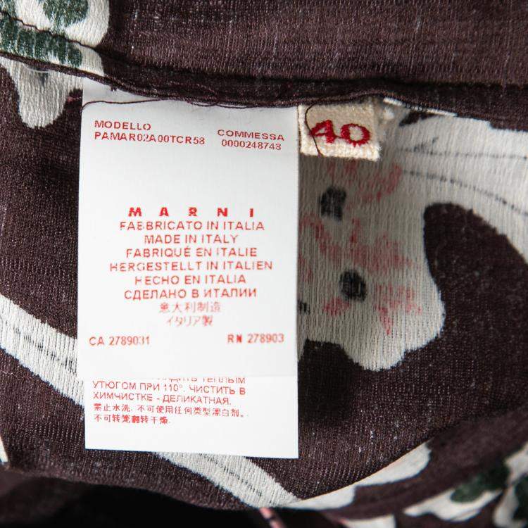 Pre Owned Marni Dark Raisin Honan Kew Print Cotton Silk Wide Leg Trousers S