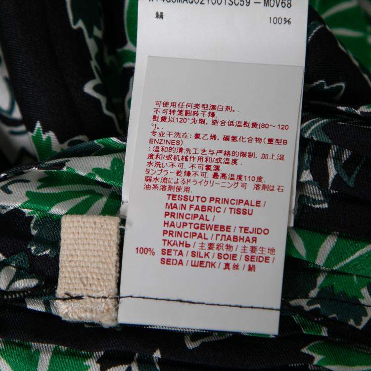 Pre Owned Marni Fern Green Floral Print Silk Pleated Midi Skirt S
