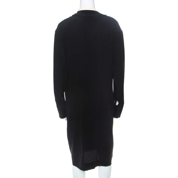 Pre Owned Marni Black Silk Crepe Contrast Collar Detail Short Dress M 