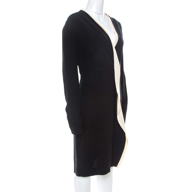 Pre Owned Marni Black Silk Crepe Contrast Collar Detail Short Dress M 