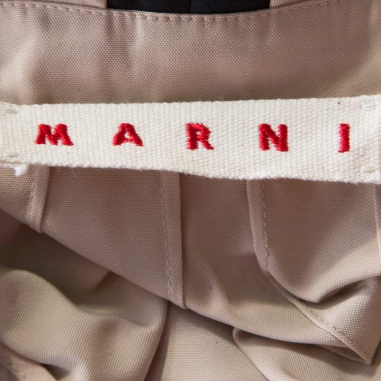 Pre Owned Marni Beige Peter Pan Collar Zip Front Jacket L