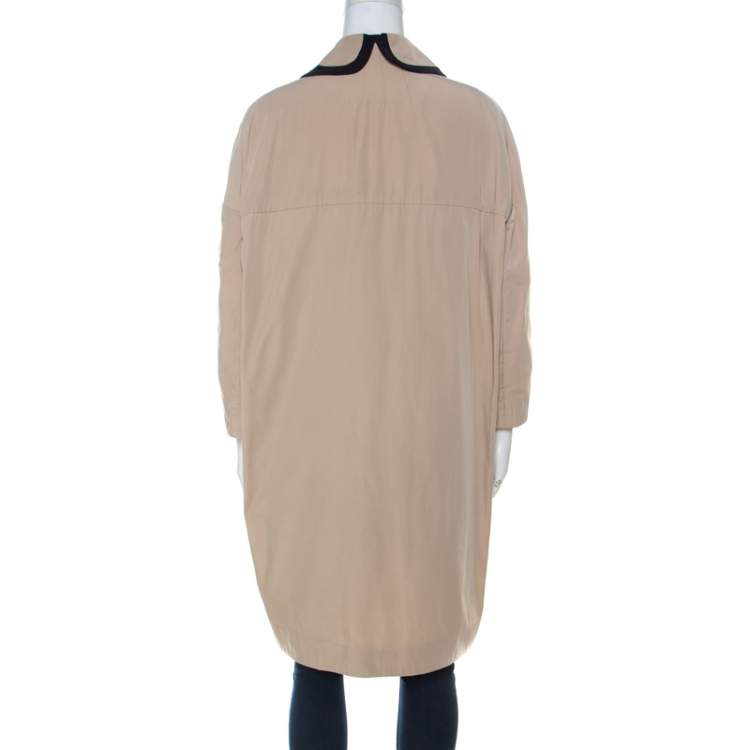 Pre Owned Marni Beige Peter Pan Collar Zip Front Jacket L