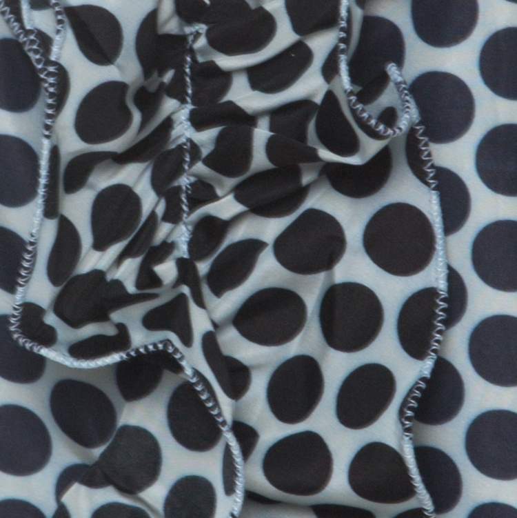 Pre Owned Marni Blue and White Polka Dot Printed Coated Silk Ruffle Detail Skirt S 