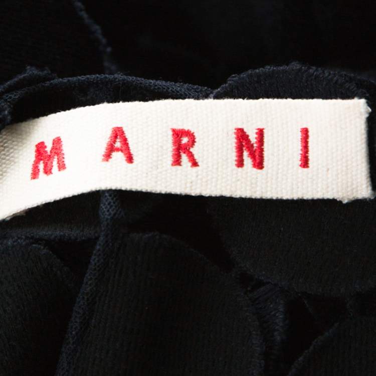 Pre Owned Marni Navy Blue Cotton Blend Macrame Dot Peplum Tunic S
