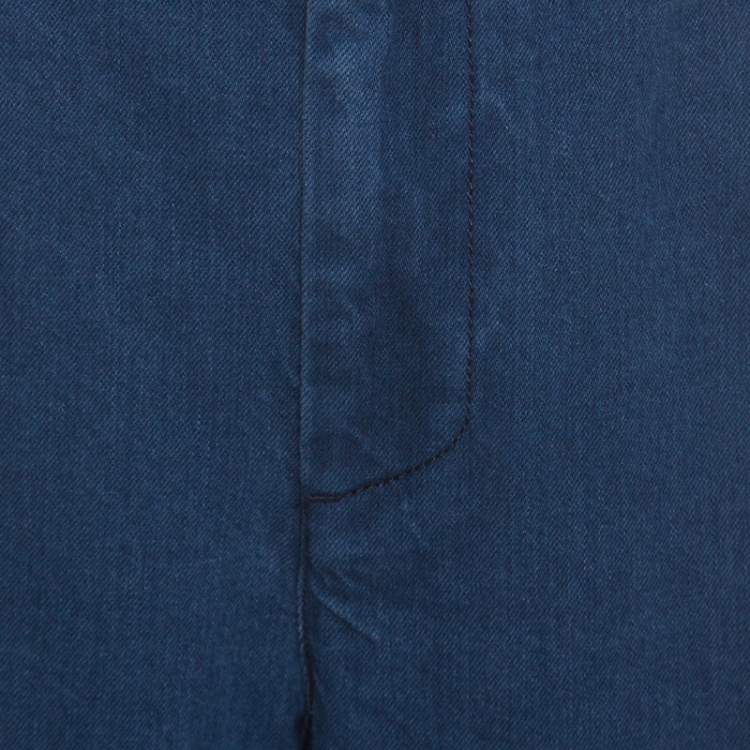 Pre Owned Marni Blue Denim Cropped Wide Leg Pants L