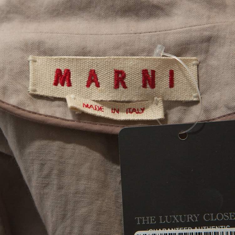 Pre Owned Marni Beige Linen Press Button Short Sleeve Top S