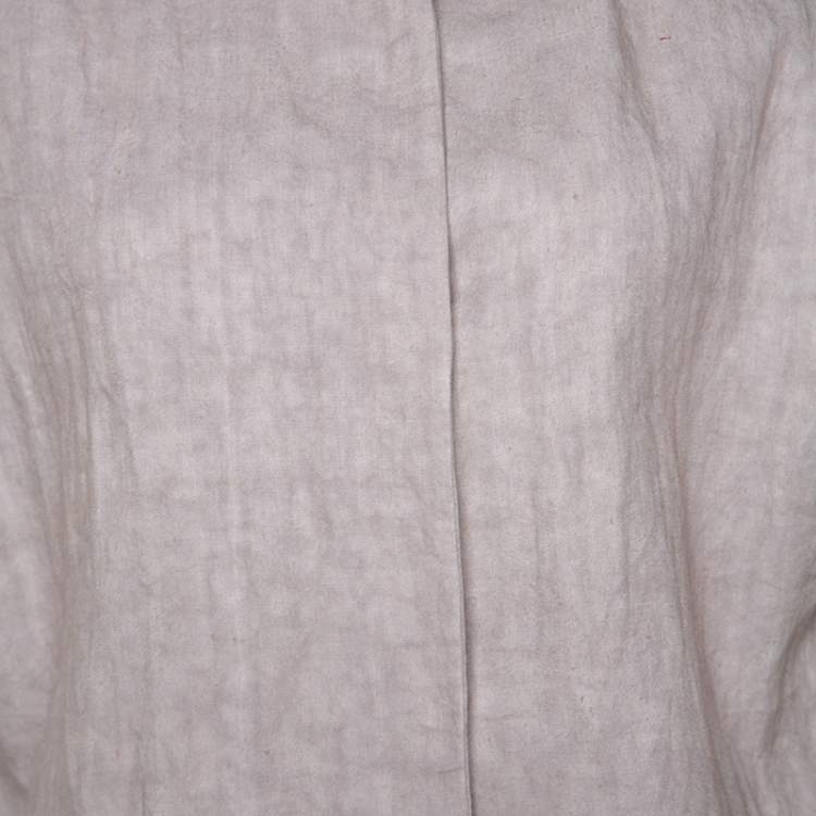 Pre Owned Marni Beige Linen Press Button Short Sleeve Top S