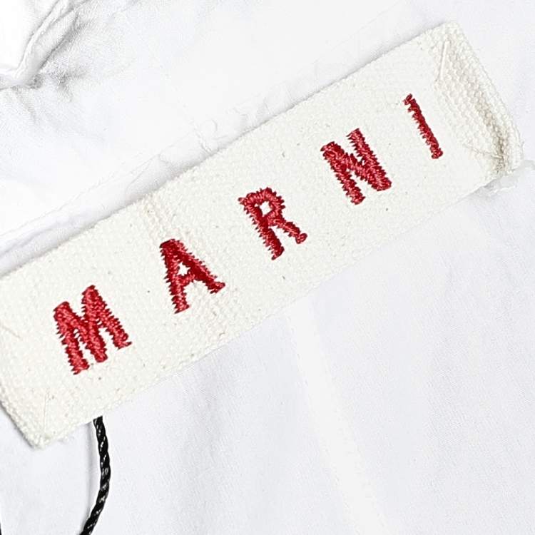 Pre Owned Marni White Cotton Ruffle Detail Sleeveless Top M