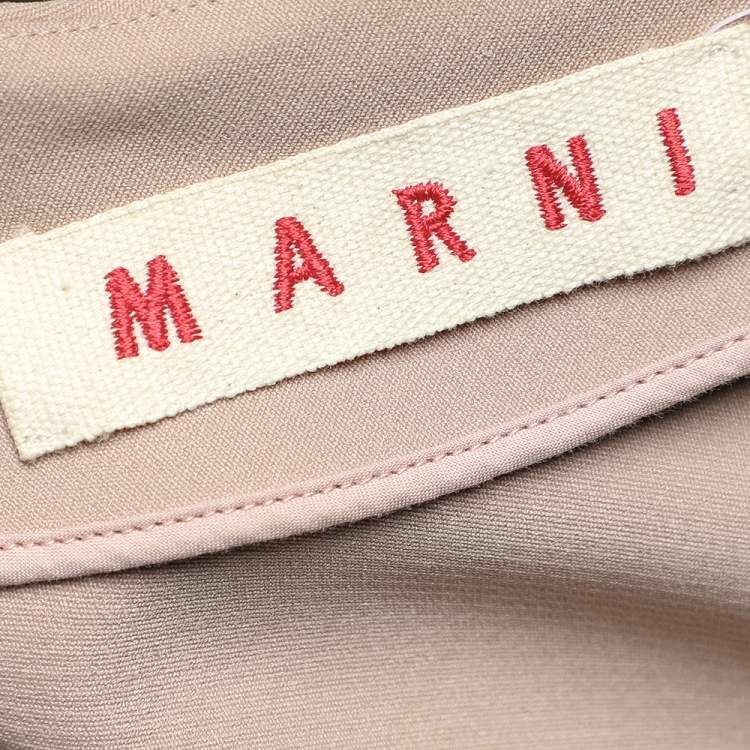 Pre Owned Marni Dusky Pink Printed Cotton Frayed Detailed Top S