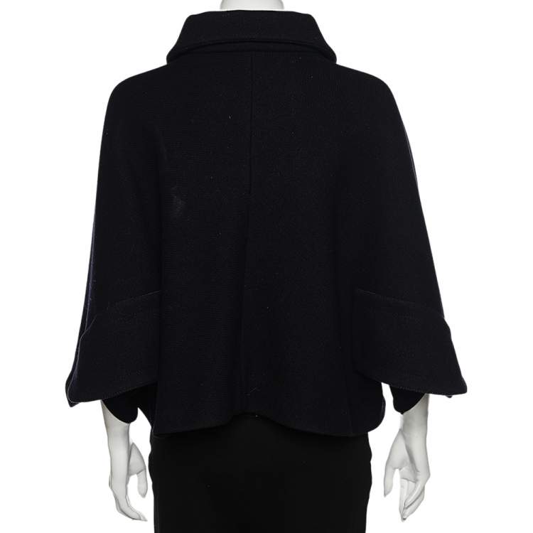 مملوكة مسبقًا Marni Navy Blue Wool Layered Detail Button Front Jacket S