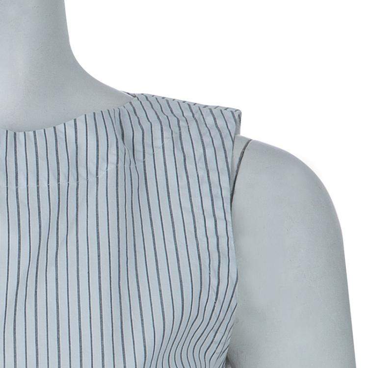 مملوكة مسبقًا Marni White Striped Sleeveless Peplum Top S