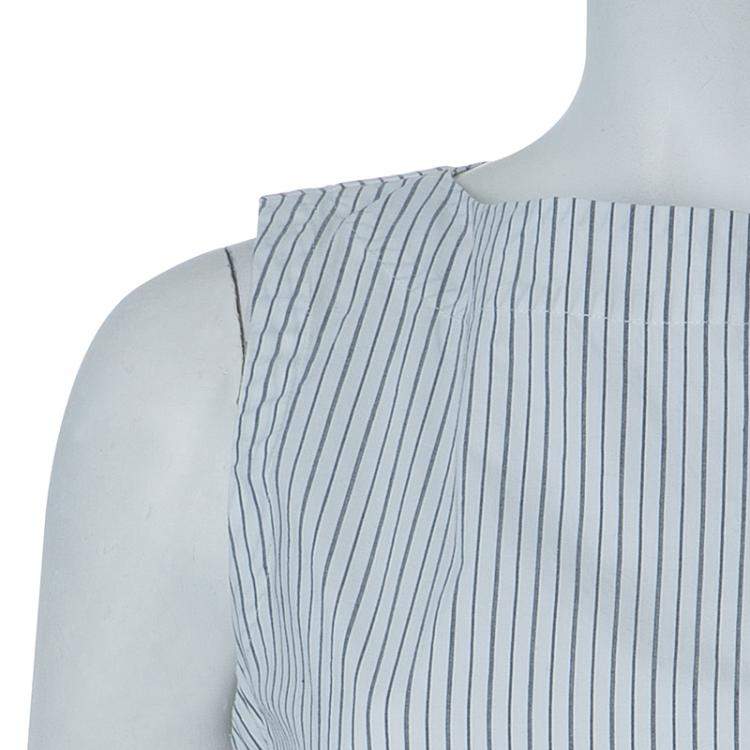 مملوكة مسبقًا Marni White Striped Sleeveless Peplum Top S