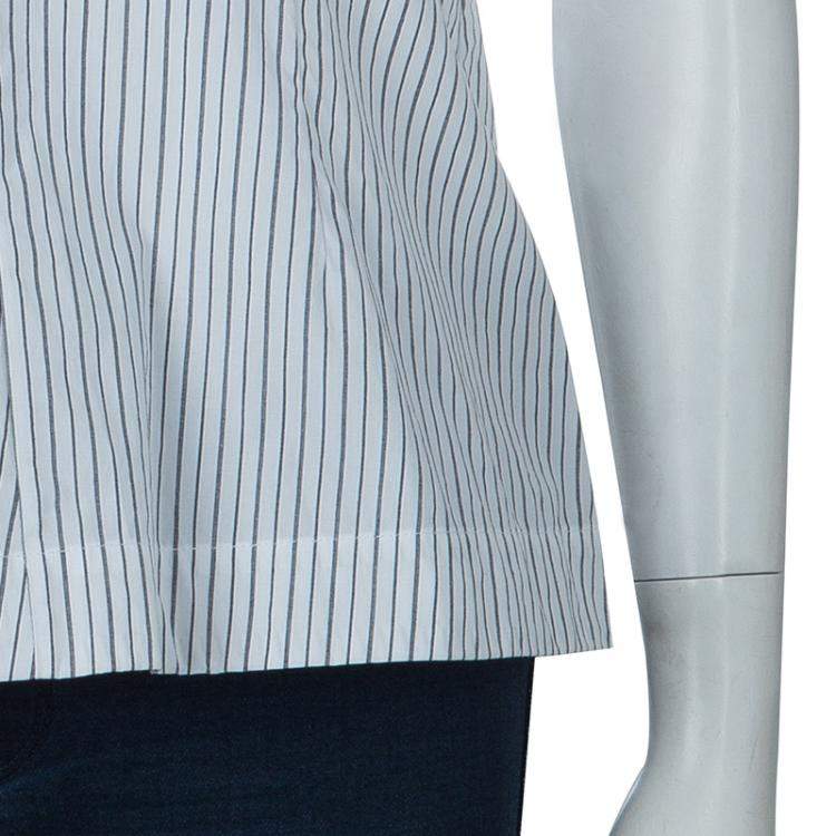 مملوكة مسبقًا Marni White Striped Sleeveless Peplum Top S