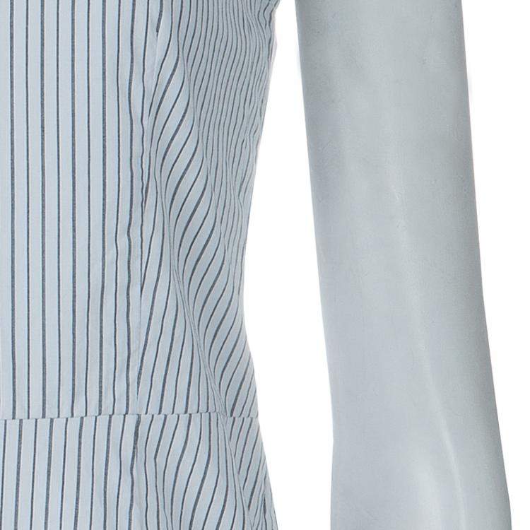 مملوكة مسبقًا Marni White Striped Sleeveless Peplum Top S