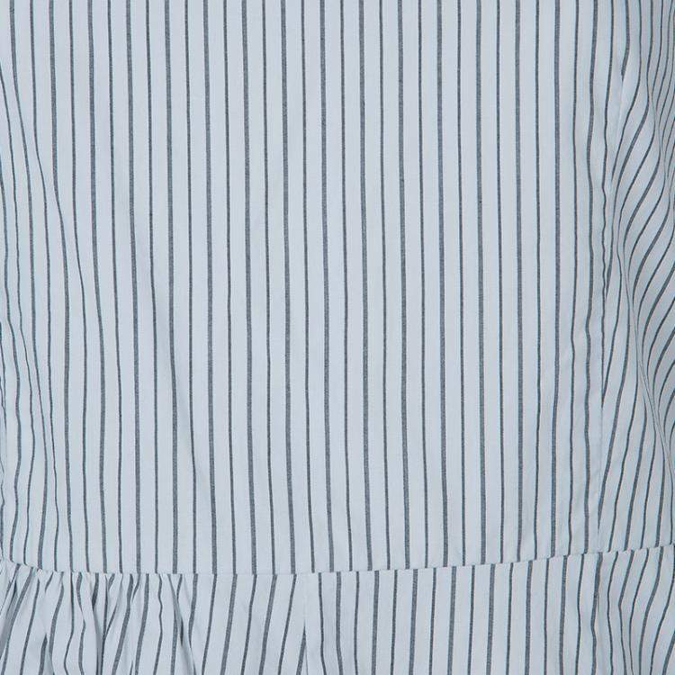 مملوكة مسبقًا Marni White Striped Sleeveless Peplum Top S
