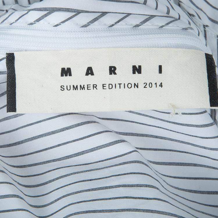 مملوكة مسبقًا Marni White Striped Sleeveless Peplum Top S