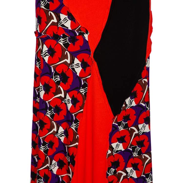 Pre Owned Marni Multicolored Patchwork Print Jersey Maxi Skirt S