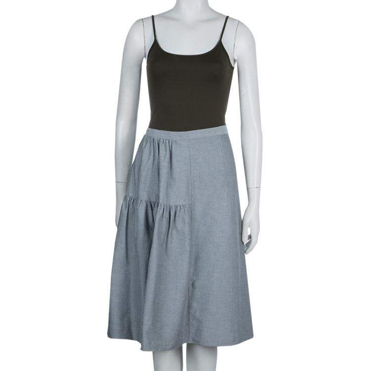 Pre Owned Marni Grey Gathered Cotton Skirt S 