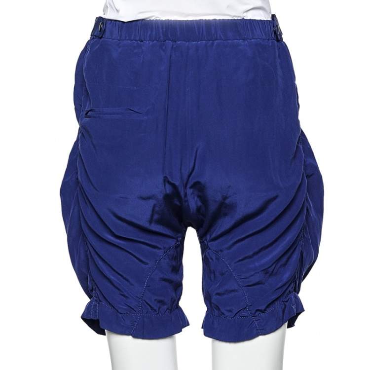 Pre Owned Marni Navy Blue Silk Pocket Detail Shorts S