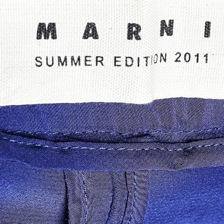 Pre Owned Marni Navy Blue Silk Pocket Detail Shorts S
