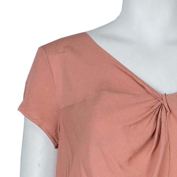 Pre Owned Marni Salmon Pink Twist Knot Neck Top S