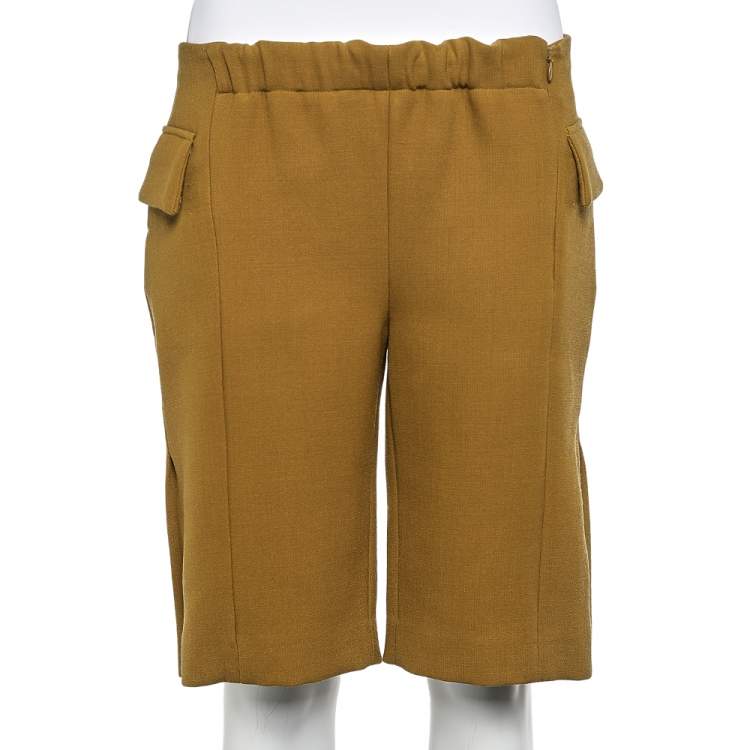 Pre Owned Marni Mustard Yellow Wool Crepe Pocket Detail Shorts S