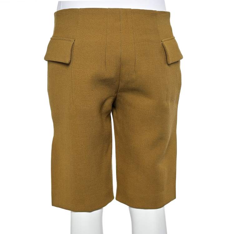 Pre Owned Marni Mustard Yellow Wool Crepe Pocket Detail Shorts S