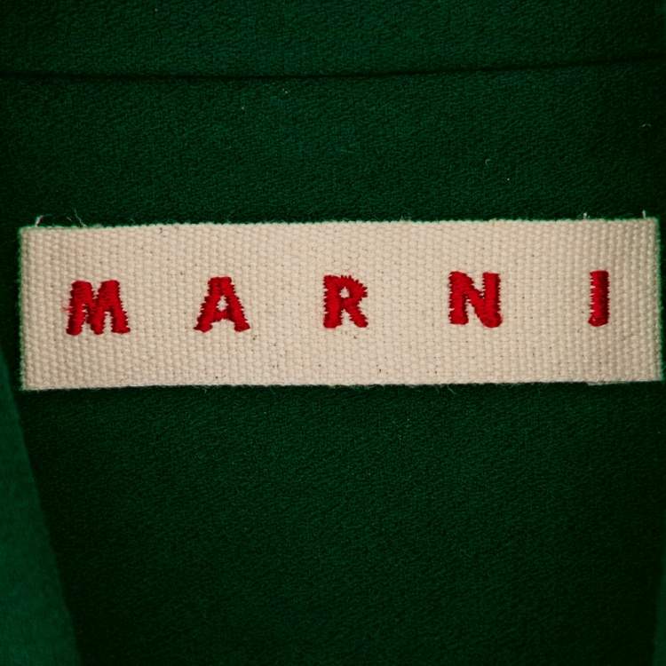 Pre Owned Marni Black Textured Cotton Ruffled Trim Detailed Button Front Jacket M