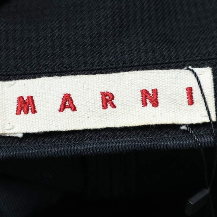 Pre Owned Marni Navy Blue Wool & Cotton Double Breasted Jacket L