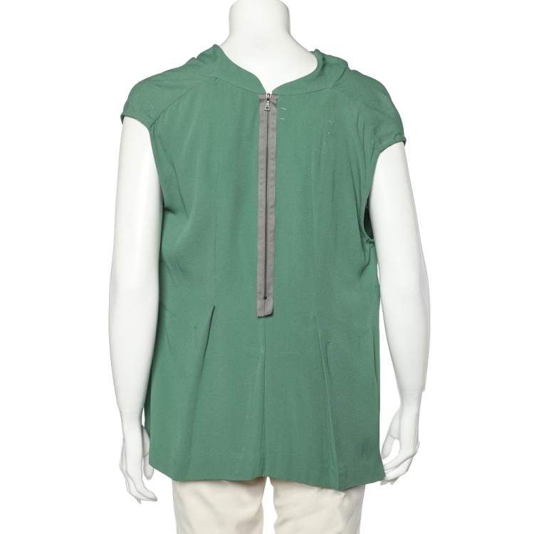 Pre Owned Marni Green Crepe Draped Top M 