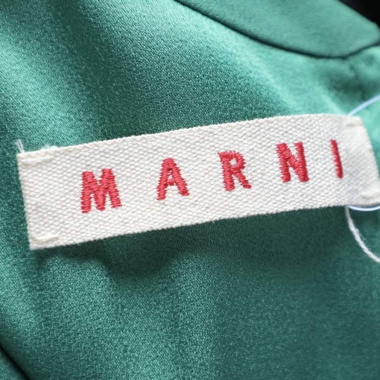 Pre Owned Marni Green Crepe Draped Top M 