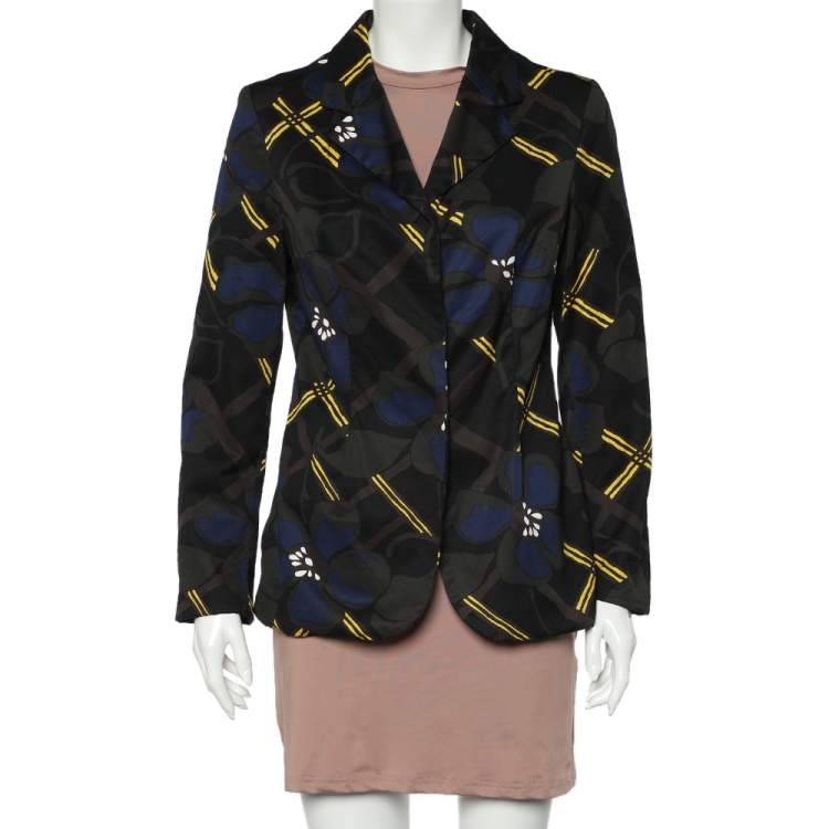 Pre Owned Marni Multicolor Printed Cotton Button Front Blazer M
