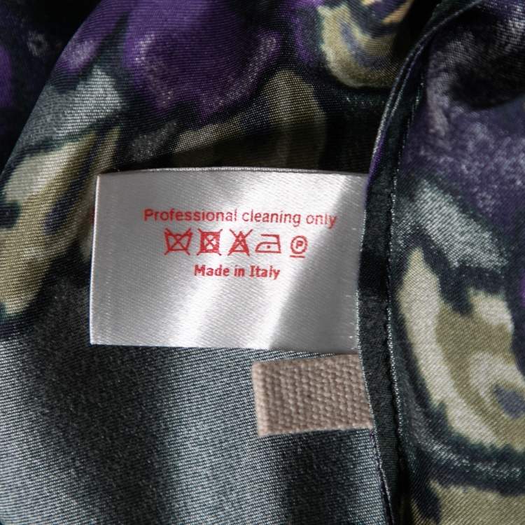 Pre Owned Marni Forest Green Printed Silk Satin Blouse S