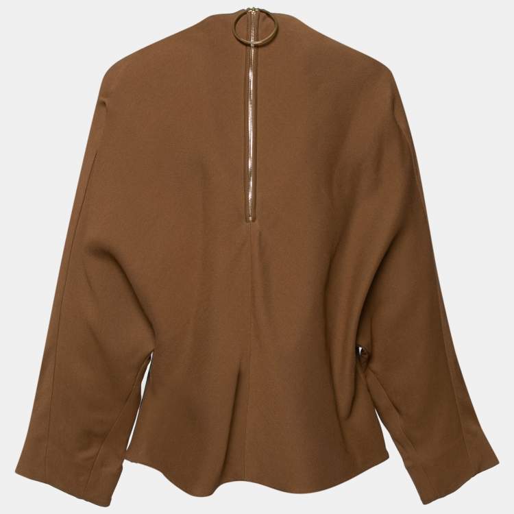 مملوكة مسبقًا Marni Brown Wool & Silk Asymmetric Hem Blouse M 