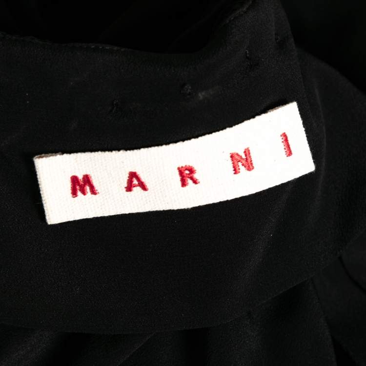 Pre Owned Marni Black Crepe Asymmetric Hem Dress M 