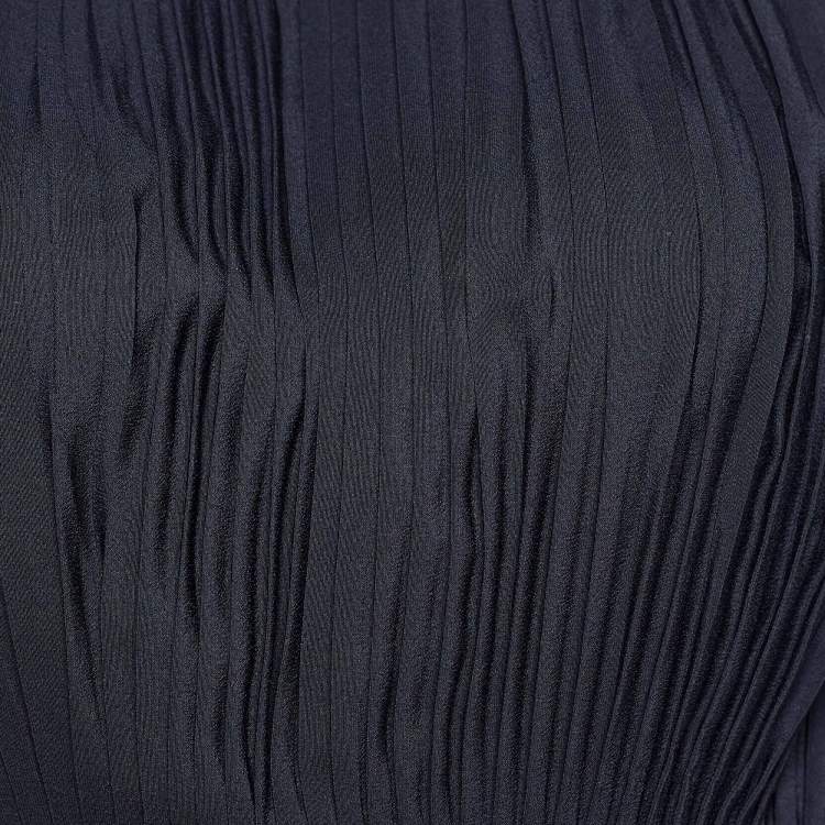 Pre Owned Marni Midnight Blue Silk Pleated Slouchy Top L