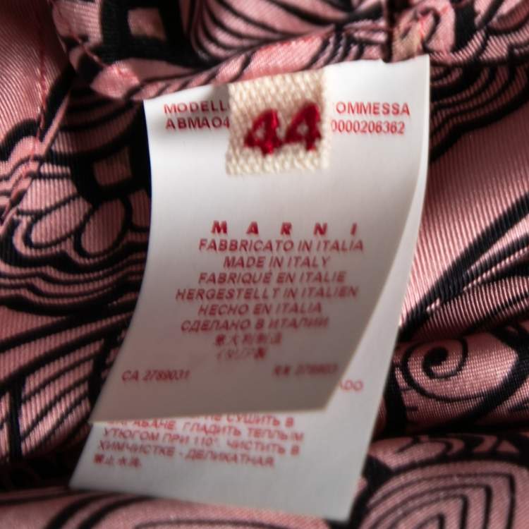 Pre Owned Marni Pink Printed Silk Long Sleeve Short Dress M