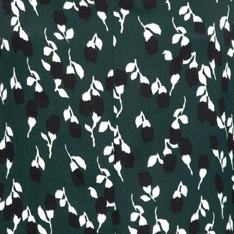Pre Owned Marni Green Printed Crepe Long Sleeve Midi Dress M