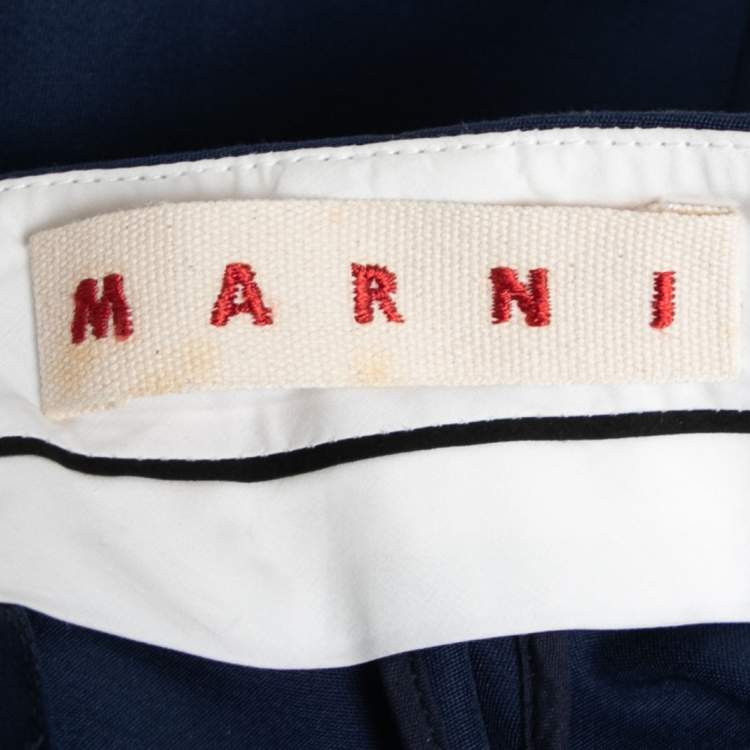 Pre Owned Marni Navy Blue Cotton Trouser M